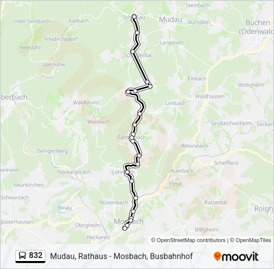 832 Bus Line Map