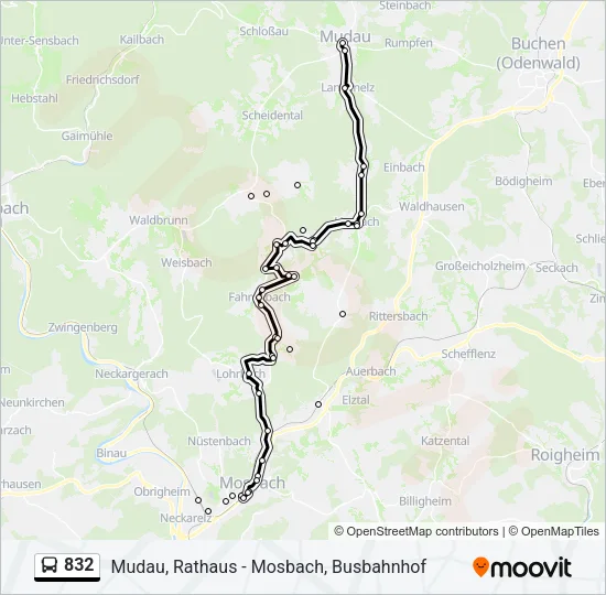 832 Bus Line Map