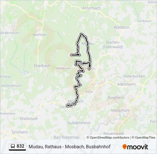 Автобус 832: карта маршрута