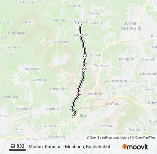 832 Bus Line Map