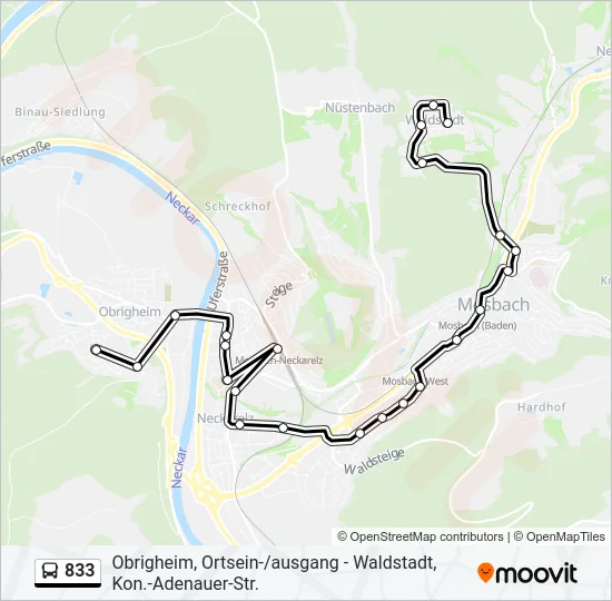 833 Bus Line Map