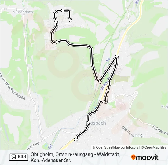833 Bus Line Map