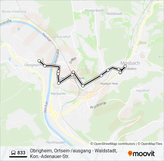833 Bus Line Map
