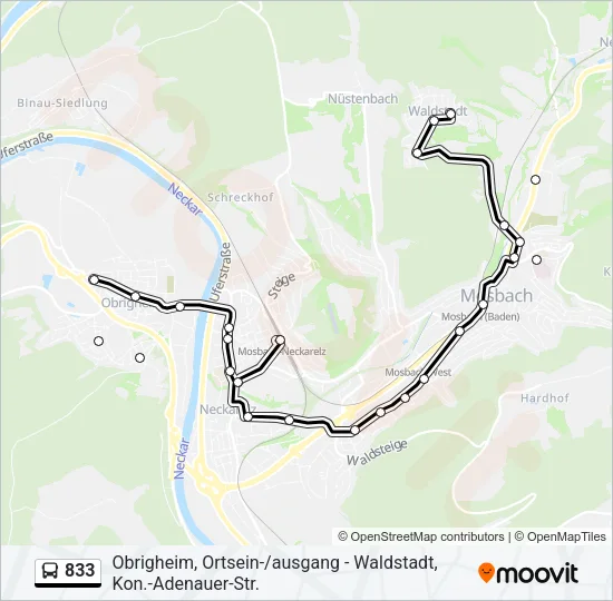 833 Bus Line Map