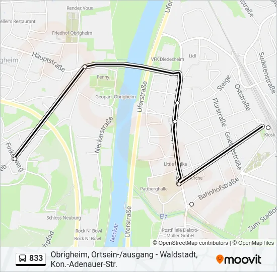 833 Bus Line Map