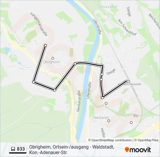 833 Bus Line Map