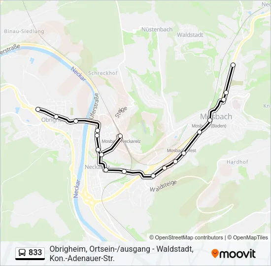 833 Bus Line Map