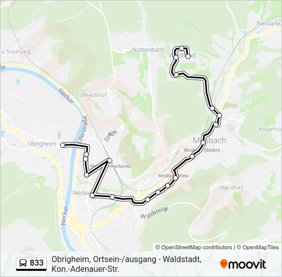 833 Bus Line Map