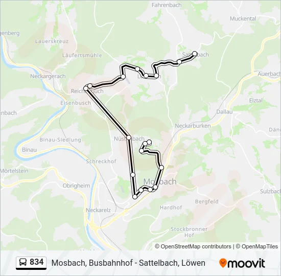 834 Bus Line Map