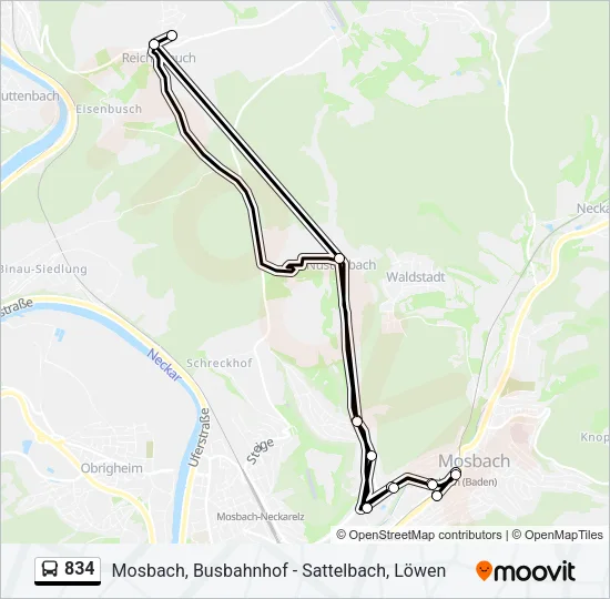 834 Bus Line Map