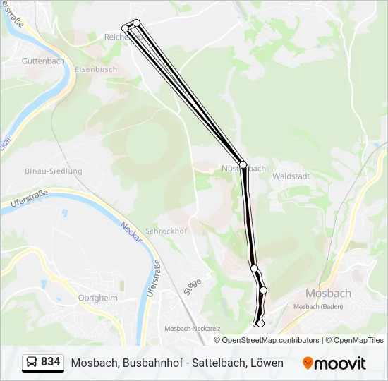 834 Bus Line Map