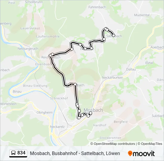 834 Bus Line Map