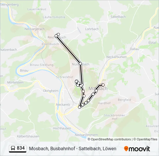 834 Bus Line Map