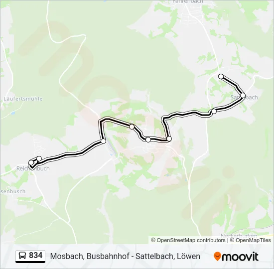 834 Bus Line Map