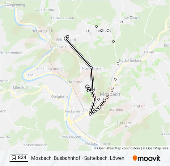 834 Bus Line Map