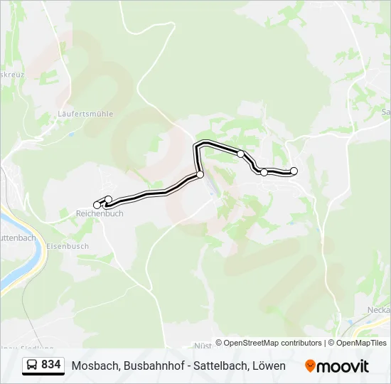 834 Bus Line Map