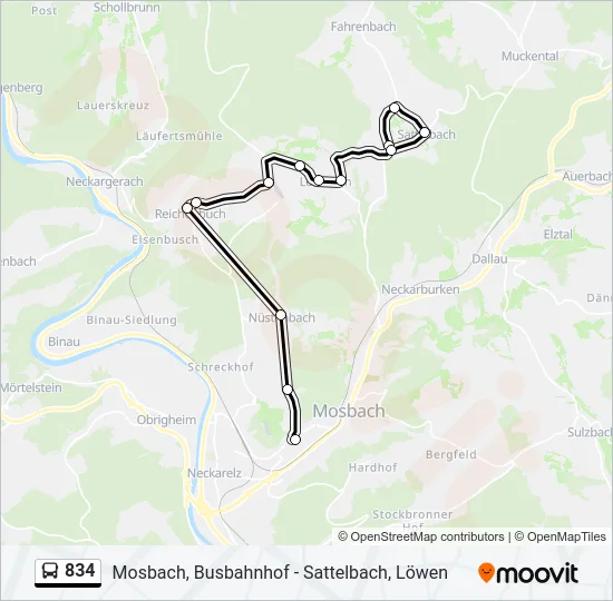 834 Bus Line Map