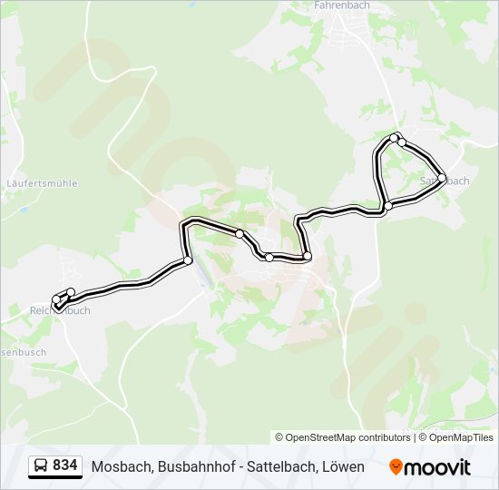 Автобус 834: карта маршрута