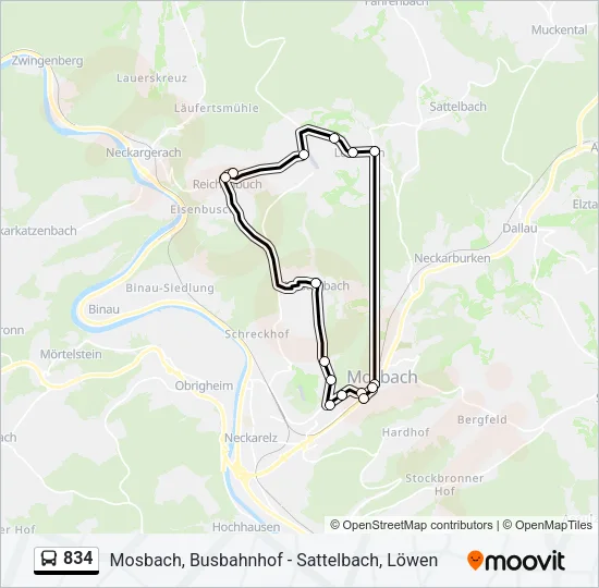 834 Bus Line Map