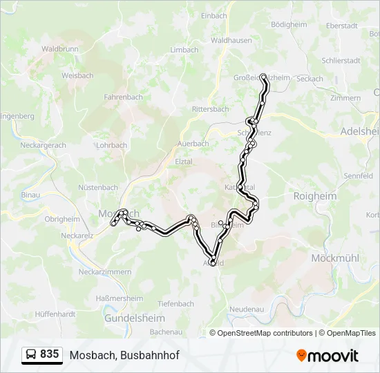 835 Bus Line Map