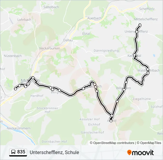 835 Bus Line Map