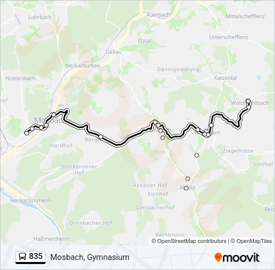 Автобус 835: карта маршрута