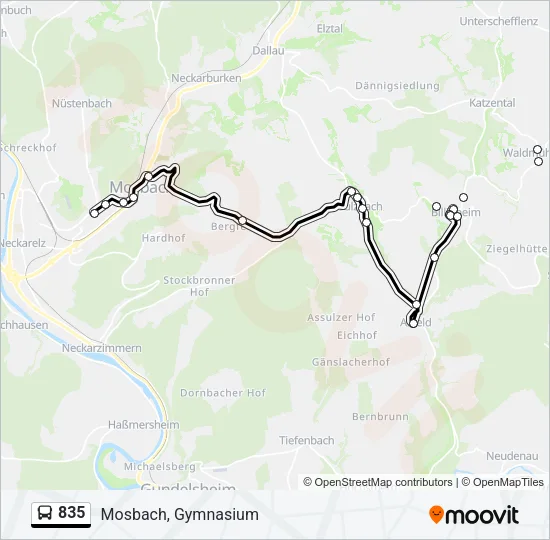 835 Bus Line Map