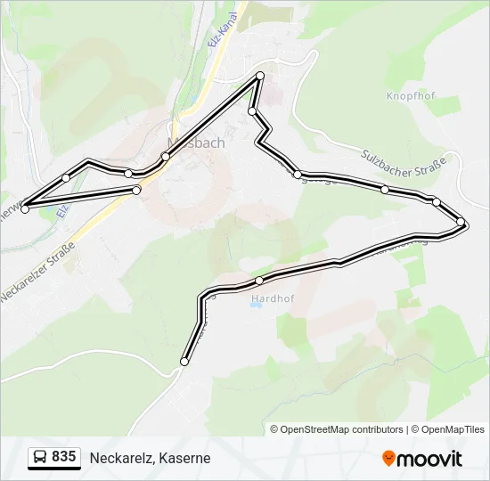 835 Bus Line Map