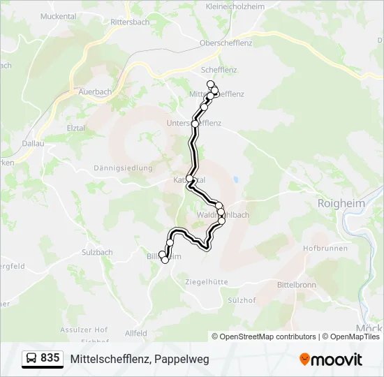 835 Bus Line Map