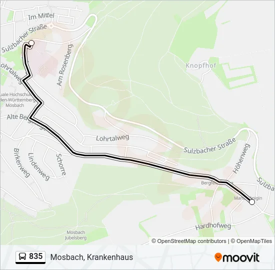 835 Bus Line Map