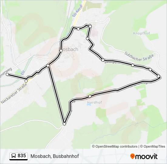 835 Bus Line Map