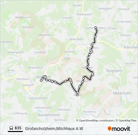 835 Bus Line Map