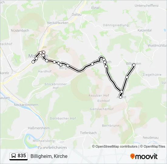 835 Bus Line Map
