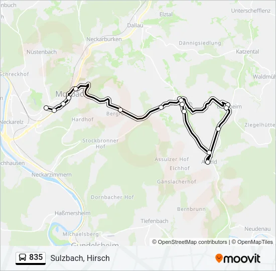 835 Bus Line Map