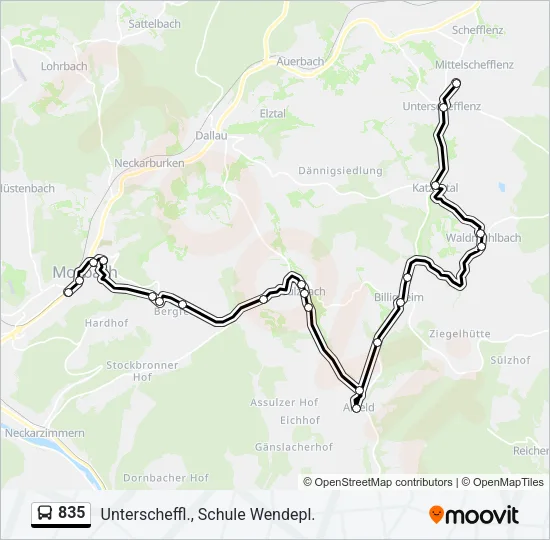 835 Bus Line Map