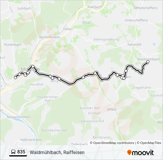 835 Bus Line Map