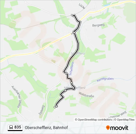 835 Bus Line Map