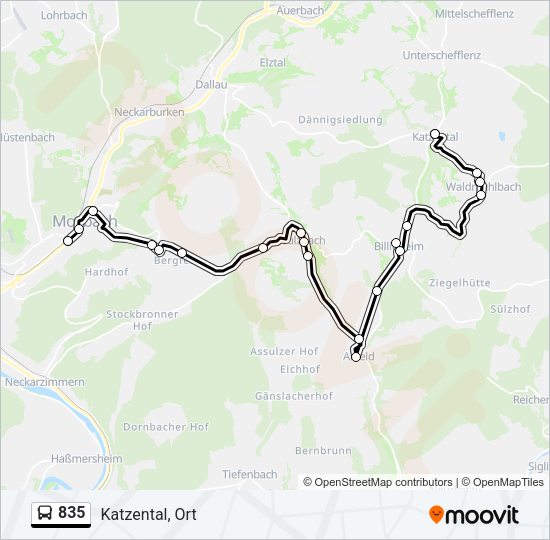 Автобус 835: карта маршрута