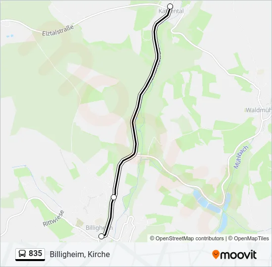 835 Bus Line Map