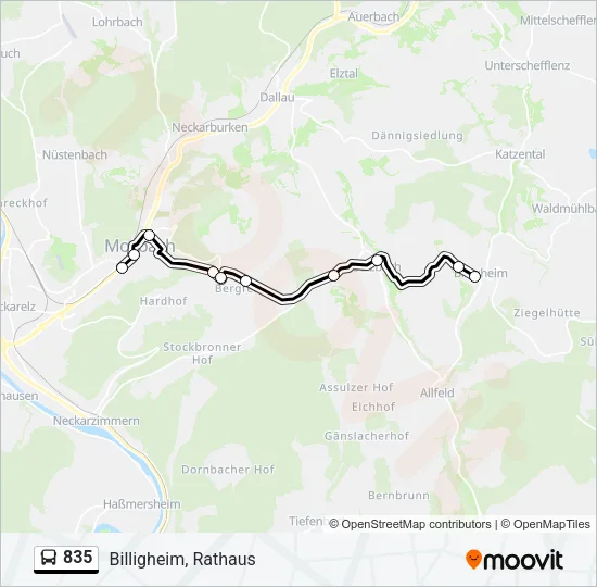835 Bus Line Map