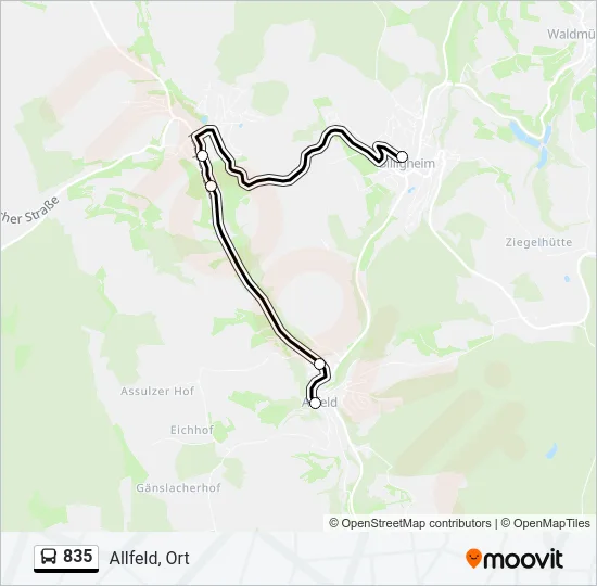 835 Bus Line Map