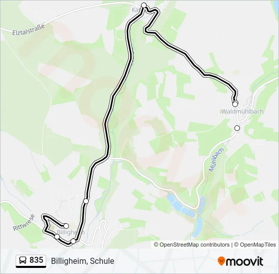 835 Bus Line Map