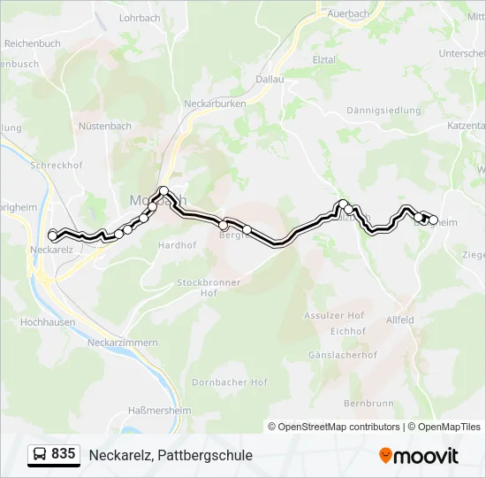835 Bus Line Map