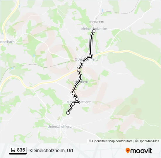 835 Bus Line Map