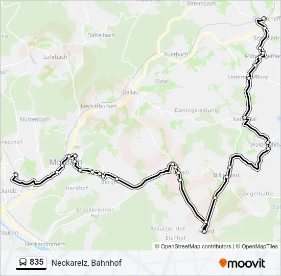 835 Bus Line Map