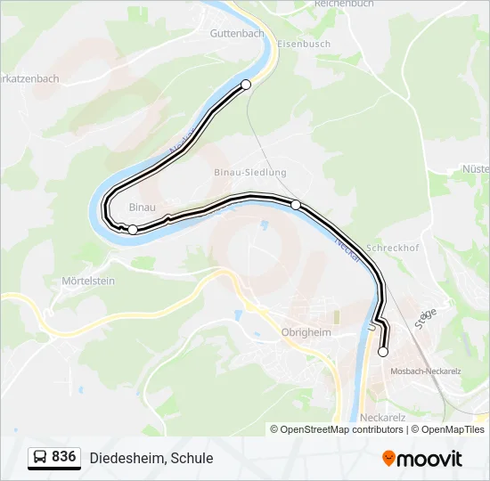 836 Bus Line Map