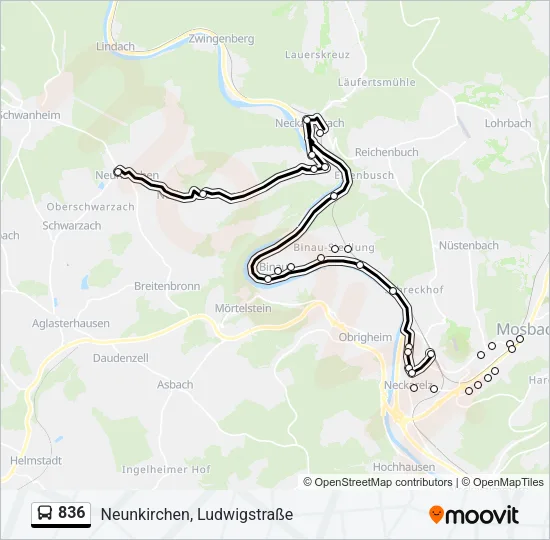 836 Bus Line Map