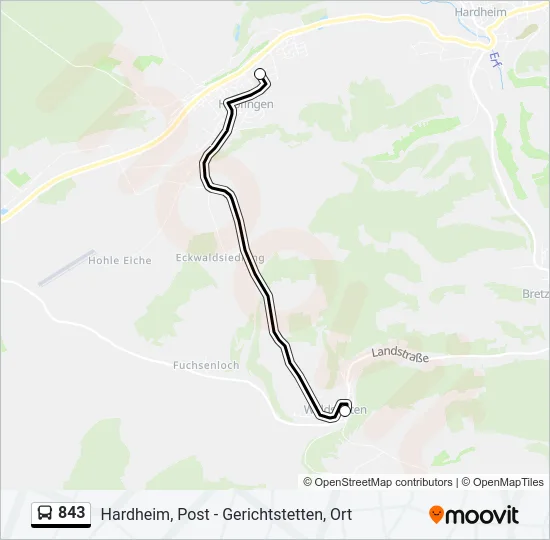 843 Bus Line Map
