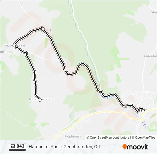 843 Bus Line Map