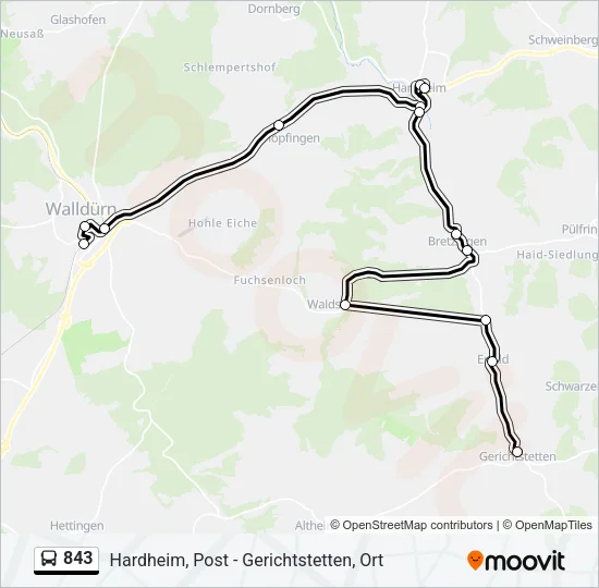 843 Bus Line Map